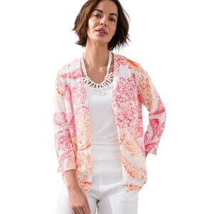 Chico’s Summer Romance Paisley Topper, 3/4-Sleeves Women's Size 1 (M)